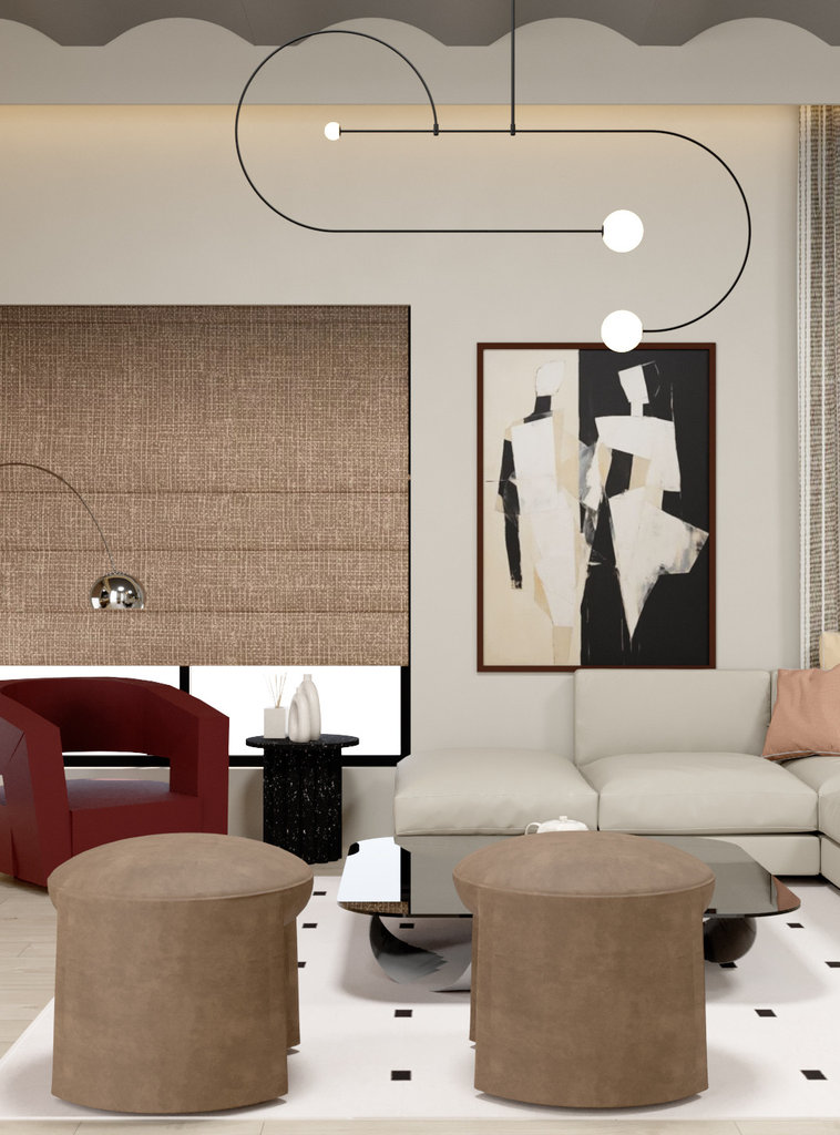 Marra luxury villa interior in warm wood tones